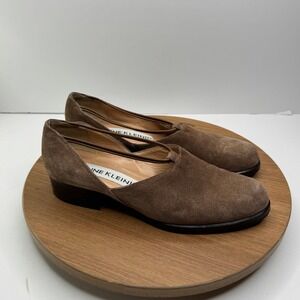Anne Klein Suede Leather Loafers 90's Y2K Flats‎ Brown Shoes Size 6M Vintage